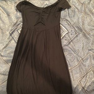 Black short sleeve cut out maxi dress